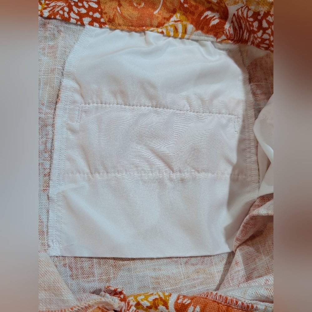 LOFT The Peyton Bermuda Shorts Linen Blend Baked Gold White Orange Size 8 NWOT - Picture 13 of 15